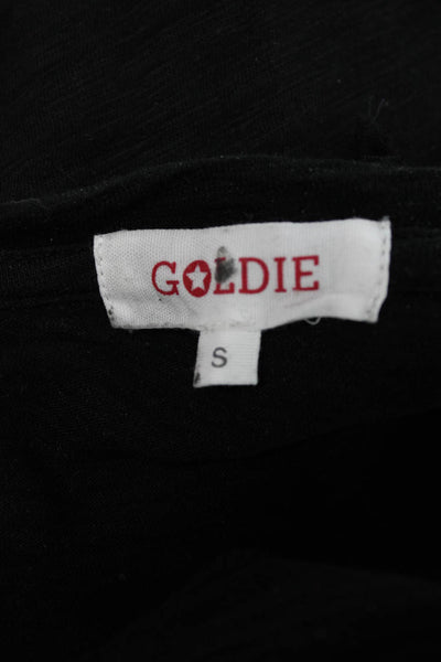 Goldie Womens Basic Black Scoop Neck 3/4 Sleeve T-Shirt 100% Pima Cotton Size S