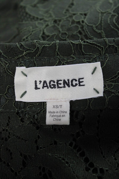 L'Agence Womens Button Up Floral Collared Long Sleeve Green Blouse Size XS