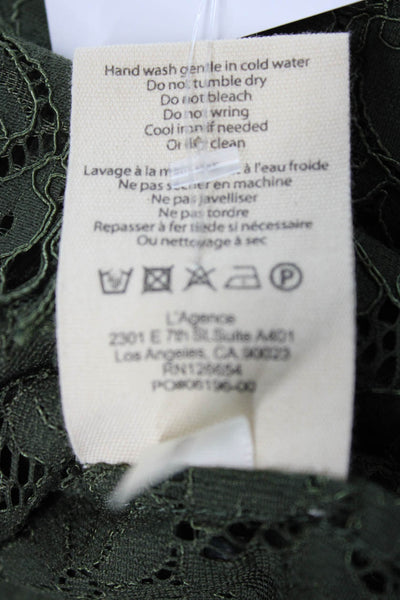 L'Agence Womens Button Up Floral Collared Long Sleeve Green Blouse Size XS