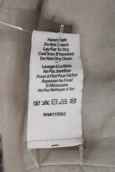 Cinq A Sept Women Cropped Floral High Neck Sleeveless Button Tank Beige Size S