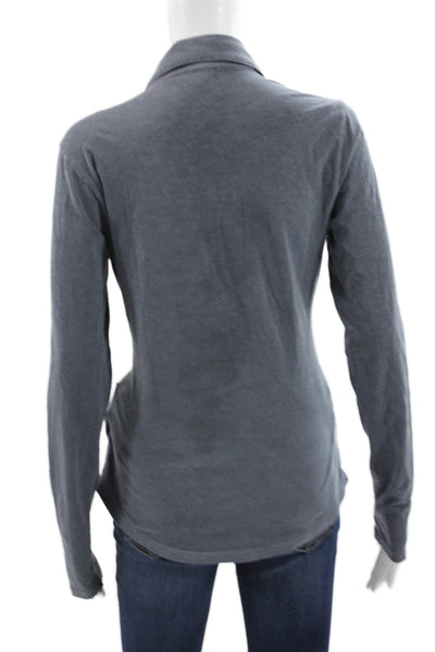 Sundry Womens Collared Button Up Long Sleeve Gray Cotton Spandex Top Size 1