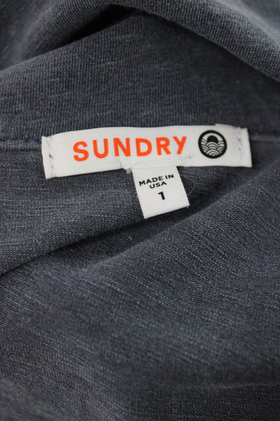 Sundry Womens Collared Button Up Long Sleeve Gray Cotton Spandex Top Size 1