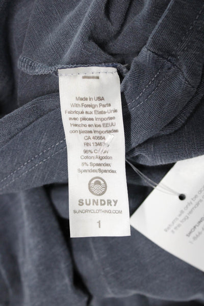 Sundry Womens Collared Button Up Long Sleeve Gray Cotton Spandex Top Size 1
