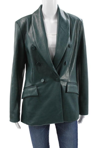 Blank NYC Womens Green Button Long Sleeve Jacket Polyurethane Size S