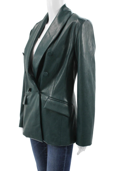 Blank NYC Womens Green Button Long Sleeve Jacket Polyurethane Size S