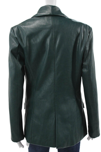 Blank NYC Womens Green Button Long Sleeve Jacket Polyurethane Size S