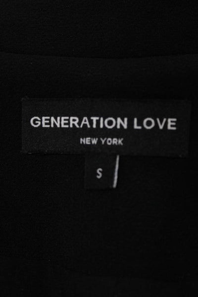 Generation Love Womens Black Button Blazer 3/4 Sleeve Size S