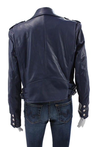 Generation Love Womens Biker Jacket Blue Long Sleeve Snap Size S