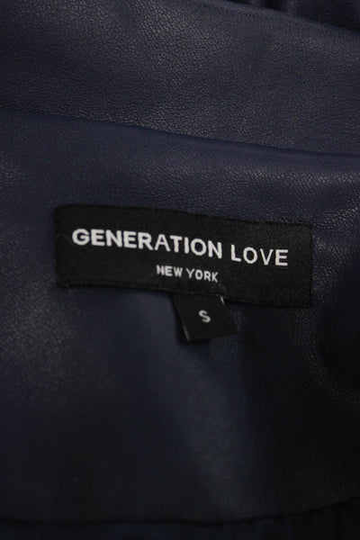 Generation Love Womens Biker Jacket Blue Long Sleeve Snap Size S