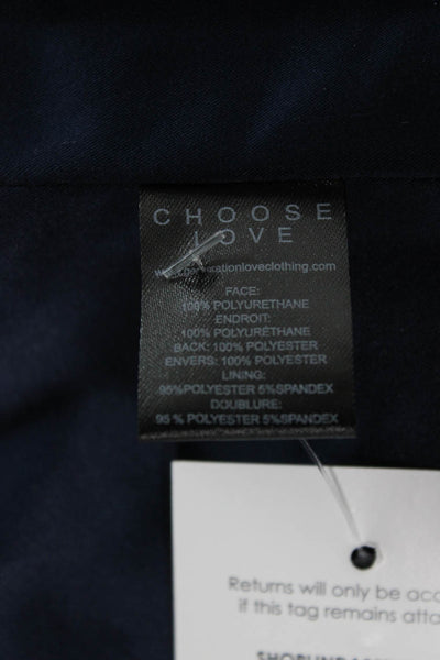 Generation Love Womens Biker Jacket Blue Long Sleeve Snap Size S