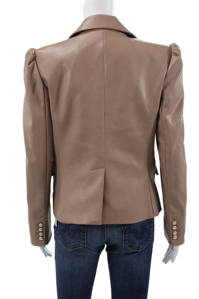 Generation Love Women Beige Faux Leather Basic Jacket Blazer Long Sleeve Size S