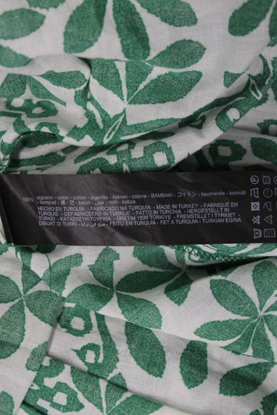 Zara Women Maxi Skirt Green Floral Cotton Pull On Long Size S