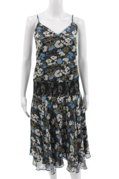Hanley Women Slip Dress Black Silk V-Neck Sleeveless Knee Length Size 4