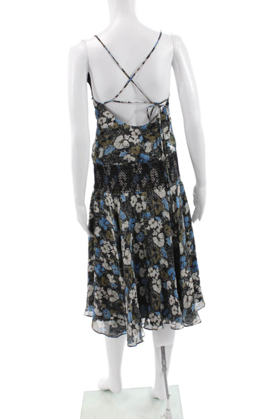 Hanley Women Slip Dress Black Silk V-Neck Sleeveless Knee Length Size 4