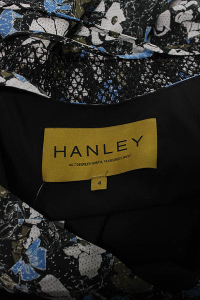 Hanley Women Slip Dress Black Silk V-Neck Sleeveless Knee Length Size 4