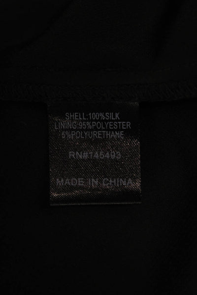 Hanley Women Slip Dress Black Silk V-Neck Sleeveless Knee Length Size 4