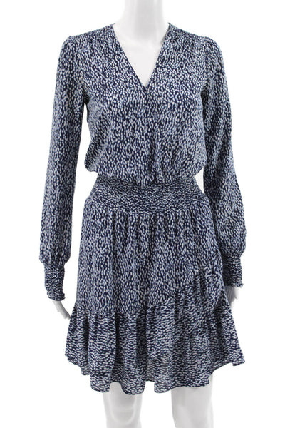 Michael Michael Kors Women Fit & Flare Dress Blue VNeck Longsleeve Size XS