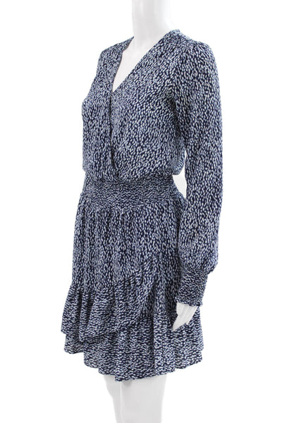 Michael Michael Kors Women Fit & Flare Dress Blue VNeck Longsleeve Size XS