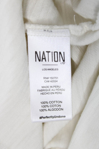 Nation LTD Women Basic White Cotton Henley Button 3/4 Sleeve Blouse Size XS
