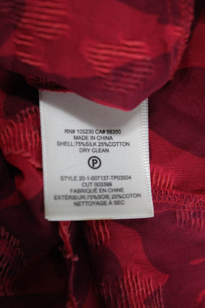 Joie Women Silk Floral Blouse Button Round Neck 3/4 Sleeve Red Size 2XS