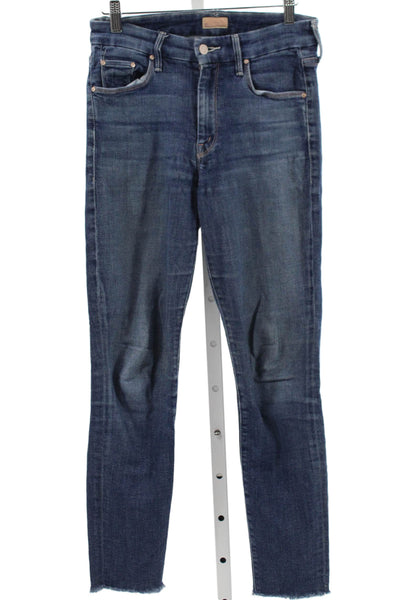 Mother Womens Skinny Blue Cotton Jeans Mid Rise Size 26