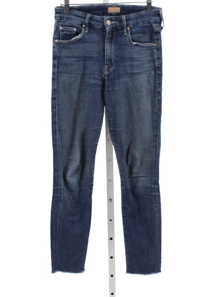 Mother Womens Skinny Blue Cotton Jeans Mid Rise Size 26
