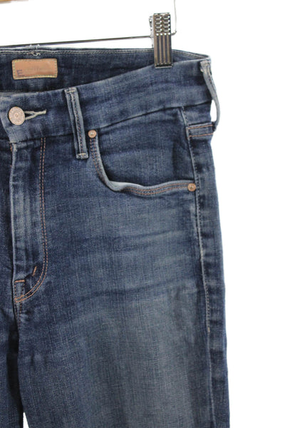 Mother Womens Skinny Blue Cotton Jeans Mid Rise Size 26