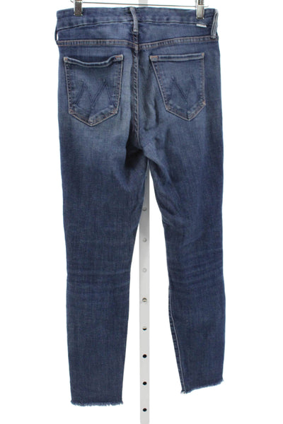 Mother Womens Skinny Blue Cotton Jeans Mid Rise Size 26