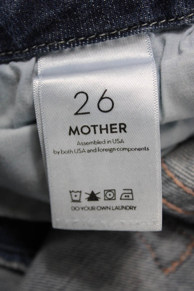 Mother Womens Skinny Blue Cotton Jeans Mid Rise Size 26