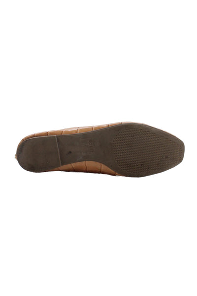 Schutz Womens Slip On Croc Embossed Leather Ballet Flats Brown Size 8.5