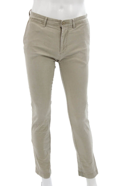 J Crew Mens Beige Chino Pants Cotton Button Closure Inseam 32 Size 29