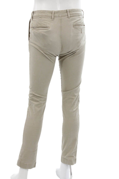 J Crew Mens Beige Chino Pants Cotton Button Closure Inseam 32 Size 29