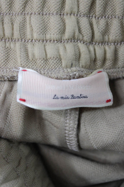 Elisabetta Franchi Girls Elastic Waistband Knit Logo Jogger Pants Brown Size 12