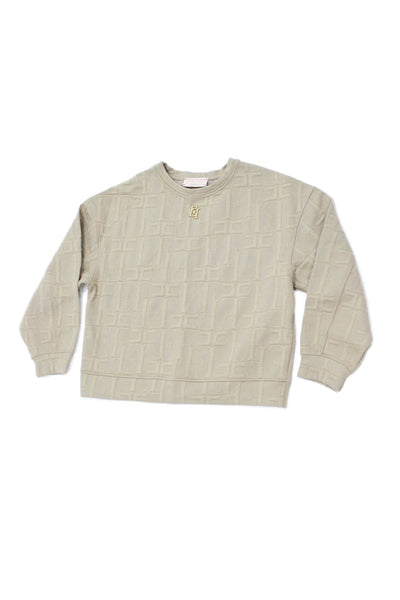 Elisabetta Franchi Girls Long Sleeve Crew Neck Knit Logo Sweater Brown Size 12