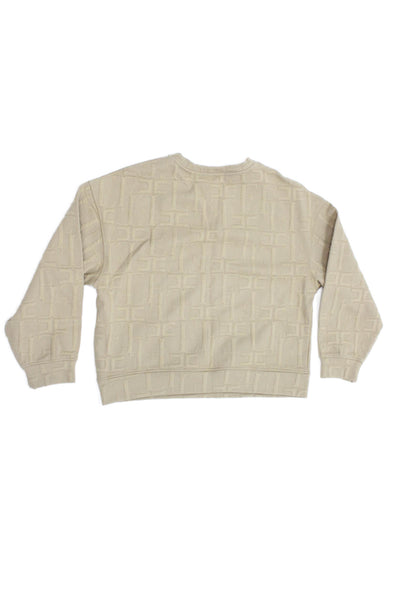 Elisabetta Franchi Girls Long Sleeve Crew Neck Knit Logo Sweater Brown Size 12