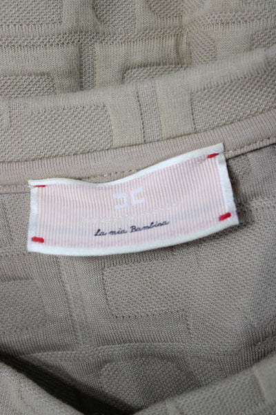 Elisabetta Franchi Girls Long Sleeve Crew Neck Knit Logo Sweater Brown Size 12