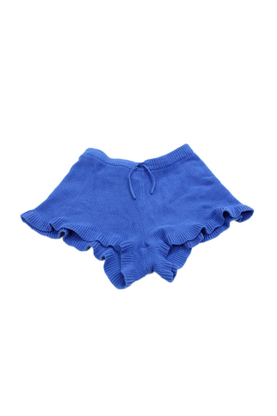Molo Girls Drawstring Crochet Knit Shorts Blue Cotton Size 13-14