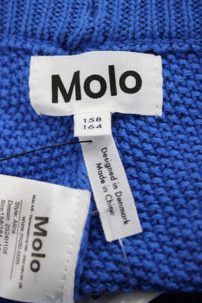 Molo Girls Drawstring Crochet Knit Shorts Blue Cotton Size 13-14