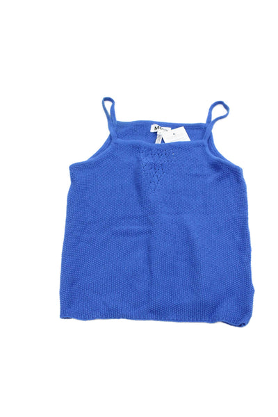 Molo Girls Scoop Neck Crochet Knit Tank Top Blue Cotton Size 13-14