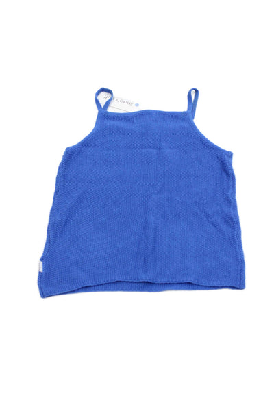 Molo Girls Scoop Neck Crochet Knit Tank Top Blue Cotton Size 13-14