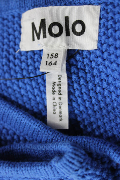 Molo Girls Scoop Neck Crochet Knit Tank Top Blue Cotton Size 13-14