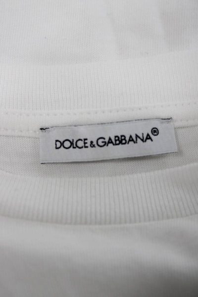 Dolce & Gabbana Girls Short Sleeve Crew Neck Crystal DG Tee Shirt White 11-12