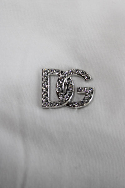 Dolce & Gabbana Girls Short Sleeve Crew Neck Crystal DG Tee Shirt White 11-12