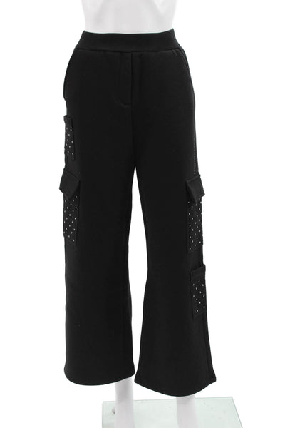 Monnalisa Girls Black Cargo Pants 70% Cotton Pull On Size XS