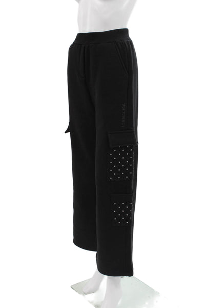 Monnalisa Girls Black Cargo Pants 70% Cotton Pull On Size XS