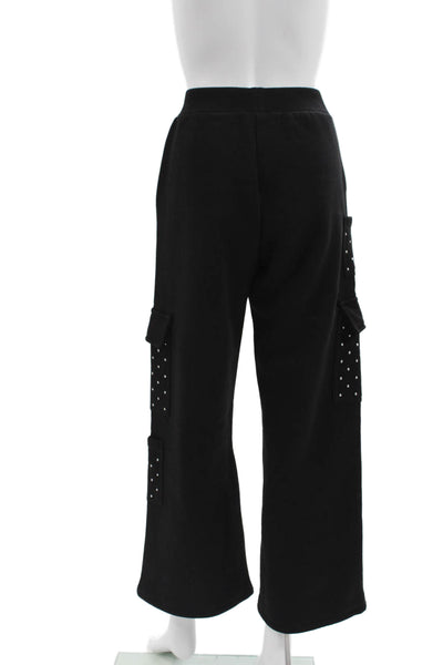 Monnalisa Girls Black Cargo Pants 70% Cotton Pull On Size XS
