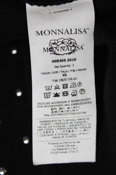 Monnalisa Girls Black Cargo Pants 70% Cotton Pull On Size XS