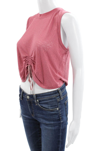 Lululemon Women Cropped Tank Pink Geometric Viscose Crew Neck Drawstring Size 6