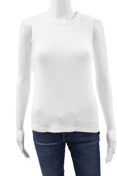 Rachel Zoe Women Basic White Round Neck Tank Top Sleeveless Size S