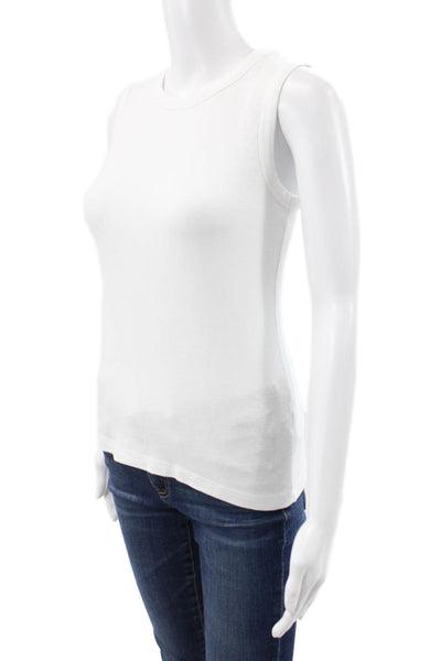 Rachel Zoe Women Basic White Round Neck Tank Top Sleeveless Size S